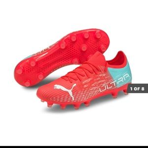 Puma Ultralite pink/red and blue soccer cleats NWT